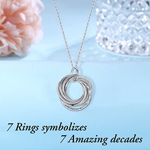 Image of IEFLIFE Birthday Gifts for Women, Sterling Silver Chain Birthday Necklaces, 40th 50th 60th 70th 80th 90th Birthday Necklace, 40 50 60 70 80 90 Years Old Birthday Gifts, 4 5 6 7 8 9 Decade Birthday Jewelry for Women