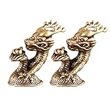 BESPORTBLE Llaveros de Latón Sólido Diseño de Dragón 3d, Mini Adornos para Escritorio y Decoración del Hogar, Pack de 2 Piezas, Artesanía Decorativa para Oficina, Restaurante y Regalos