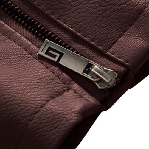 XUNRYAN Mens Faux-Leather Jacket Sherpa Lined Fleece Coats Winter Warm Military Flight Jackets Weighted Trucker Coat Pockets3