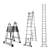 Corvids Portable and Compact 19 ft A Type Aluminium Telescopic Ladder with 18 Steps | 2-Year Warranty | for Household and Outdoor, EN131 Certified (19 ft (5.6 m) - A Type)