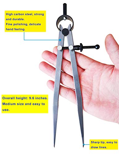 ZLKSKER 8 Inch Adjustable Lockable Steel Wing Divider, Leather Compass for Woodworking & Leather Craft, Marking & Scribe Tool - Image 4