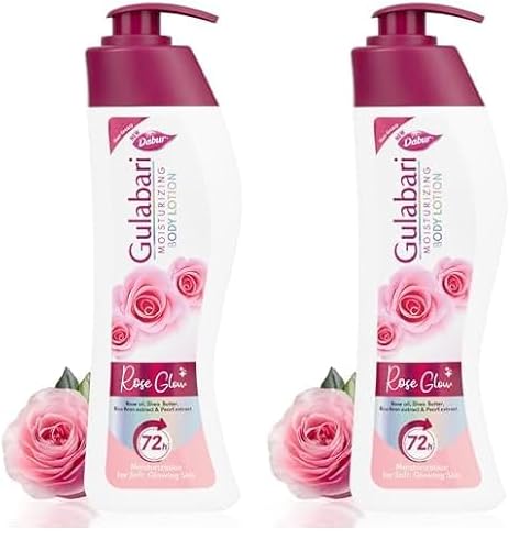Dabur Gulabari Moisturizing Body Lotion - 400ml For Dry & Dull Skin, Made with 100% Organic Rose Oil, Dermatologically Tested and Paraben Free (Pack of 2)