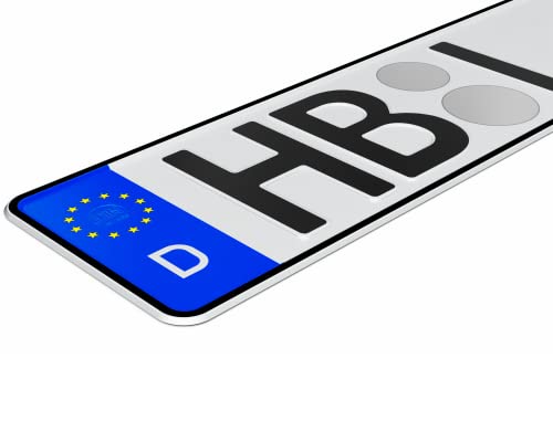 KFZ Kennzeichen Autokennzeichen 52cm x 11cm Nummernschild 520mm x 110mm Wunschkennzeichen DIN Autokennzeichen Fahrradträger Anhänger LKW Wunschprägung amtliches Autoschild (1 Stück)