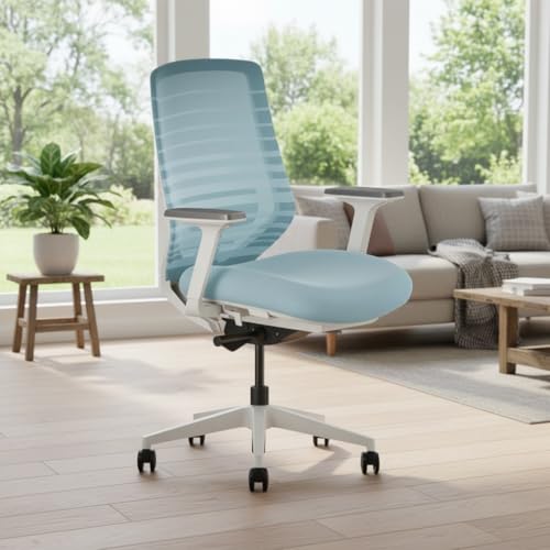 Image of Model 11 Ergonomic Chair | Italian Donati Tilt, Breathable Mesh, Seat Depth, Lumbar & Tension Adjustment | Adjustable Armrests & WFH Chair | Blue | Nylon | 7-Year Warranty