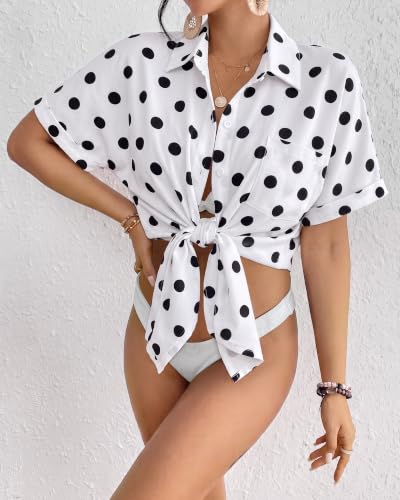 Image of Bsubseach Women Swimsuit Coverup Shirt Dress Button Down Bathing Suit Cover Up Beach Vacation Outfits