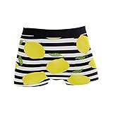 Dallonan Herren Stretch Unterwäsche Zitronen und Streifen Polyester Männer Boxershorts, Zitronen und Streifen, XL
