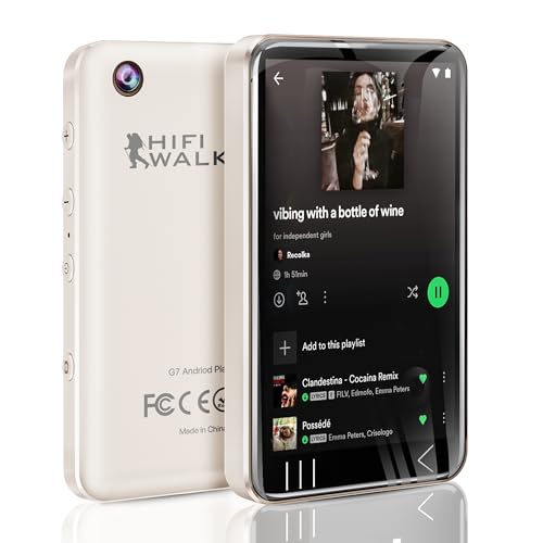 HIFI WALKER G7 MP3 Player with Bluetooth and WiFi- MP3 Player with Spotify and Camera, Android MP3 Player, Touchscreen 80GB MP4 Music Player with Speaker, Spotify, Amazon Music, Pandora, Youtube