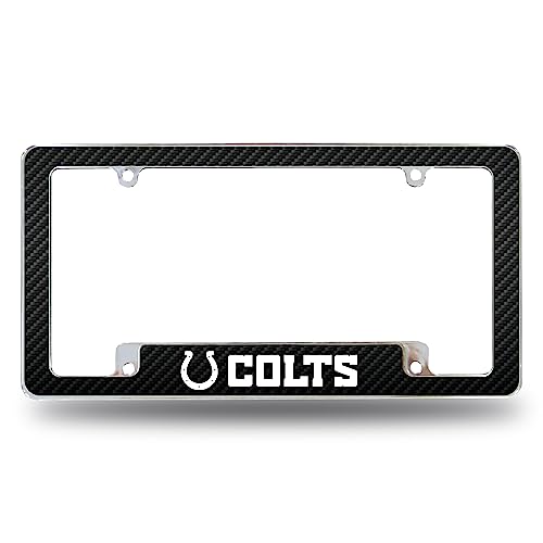 Rico Industries NFL Indianapolis Colts Carbon Fiber 12" x 6" Chrome All Over Automotive License Plate Frame for Car/Truck/SUV