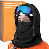 Balaclava Windproof 3 in 1 Ski Mask for Women Men, Adjustable Winter Full Face Mask with Helmet-Compatible & Hair-Friendly Design for Cold Weather, Thermal Fleece Head Cover Hooded Scarf Neck Warmer
