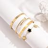 Womens Stackable Floral Gold Bracelets - 4Pcs 18K Gold Plated Bracelet,Stainless Steel Bangle Bracelets Non Tarnish, Gold Bracelet Set Trendy Jewelry,Christmas Valentines Birthday Gifts for Girlfriend #5