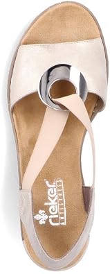 Rieker 624H6 Fanni Women's Wedge Sandals - Lightweight, Comfortable and Supportive - Slip On Sandals with Cushioned Insole and High Wedge for Everyday Stylish Wear