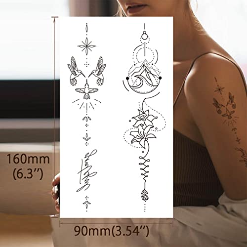 Viwieu Realistic Temporary Tattoos Flower Butterfly Daisy Bird Inspiration Sayings Body Art For Adult Women Girls 15 Sheets, Waterproof Finger Hand Arm Chest Shoulder Clavicle Lower Back Body Décor #TOP5