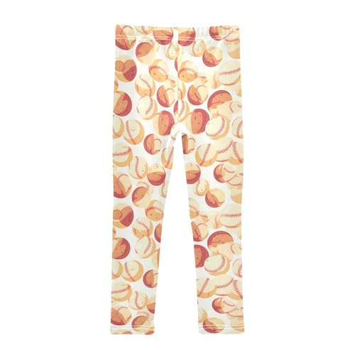 Baseball Pattern Kids Baby Girls Cotton Pants Stretch High Waisted Athleisure Pants Running2