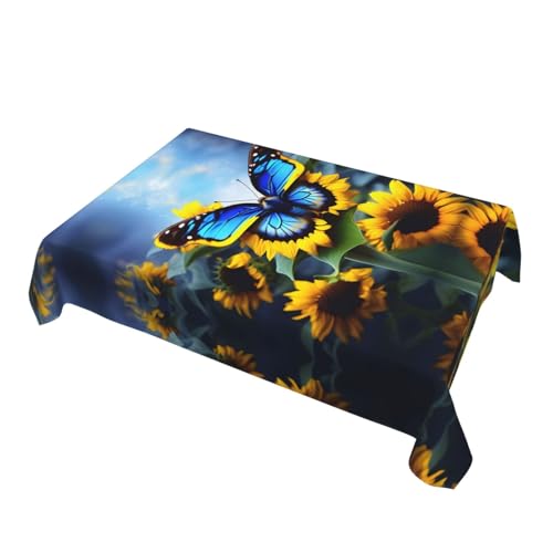 Nappe tournesol bleu résistante à l'eau pour protéger la table des taches