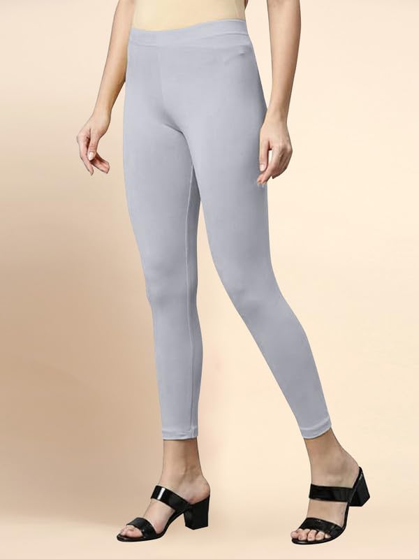 Image of TRENDMALLS Women's Microfiber Elastane Stretch Soft Cropped Leggings with Ultrasoft Waistband for Women