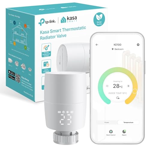 TP-Link KE100 Kasa Smart Thermostat Radiator Valve Energy Saving LED Display TRV Schedule Works with Alexa and Google Home Easy Installation