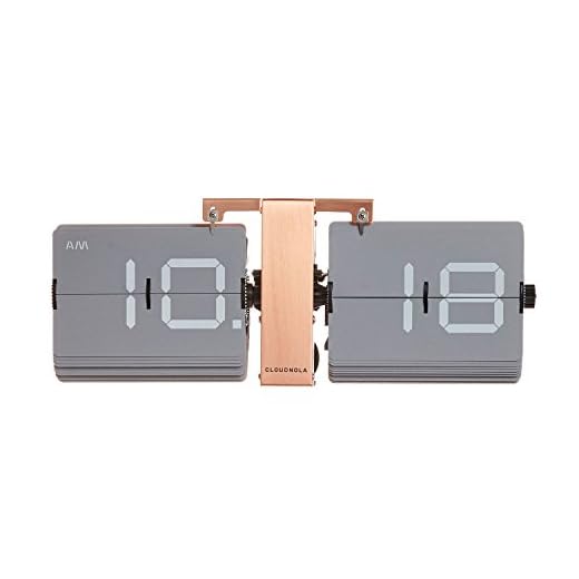 Cloudnola Flipping Out Wall and Tabletop Flip Clock, Grey and Copper, Battery Operated Digital Display