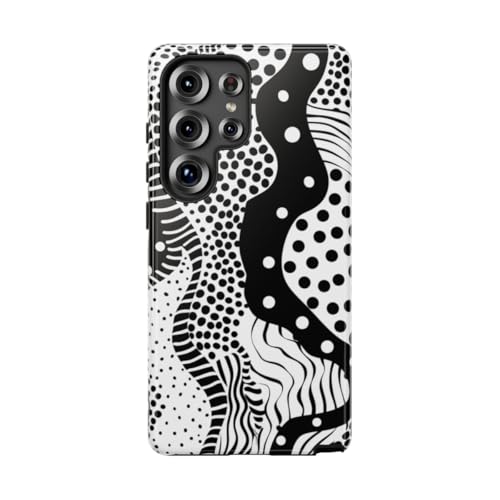 Coque antichoc Samsung S25 Ultra pois abstrait noir et blanc brillante