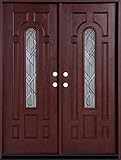 BGW Doors - Exterior Fiberglass Door with Arched Glass Pre-Hung Pre-Finished Double Entry Door 280- Righthand Swing 36x80
