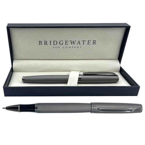 Image of Bridgewater Pen Company Executive Roller Ball Point Pen Collection, Boxed, Sleeved (Sterling, Grey)
