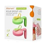 Aieve Mason Jar Pour Spout Lid for Wide Mouth Mason Jar, 2 Pack Mason Jar Pitcher Flip Cap Lids with Ergonomic Handle (Leakproof and BPA Free)