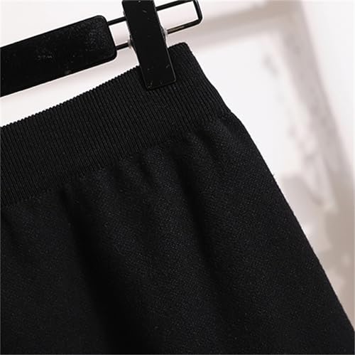 Joe Wenko Women's Lace Patchwork Elastic Waist Side Split Knitted Skirts3