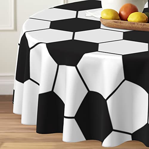 Round Tablecloth 60 Inch, Soccer Party Round Table Cloth, Stain Resistance, Water Repellent And Wrinkle-Free, Colorful Circle Tablecloth For Home Kitchen Dining Party Patio Indoor And Outdoor #TOP2
