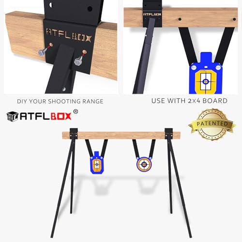 Image of Atflbox AR500 Steel Target for Shooting Stand System Set, 63 Inch Adjustable Height, 3 /8 Inch Thick Silhouette and Gong Targets, 10pcs Paper Targets and Target Holder Expansion Kit