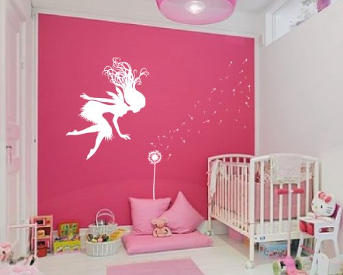 Innovative Stencils Fairy Dandelion Wand Wall Decal Nursery Kids Room Tale Sticker 1146 (White)