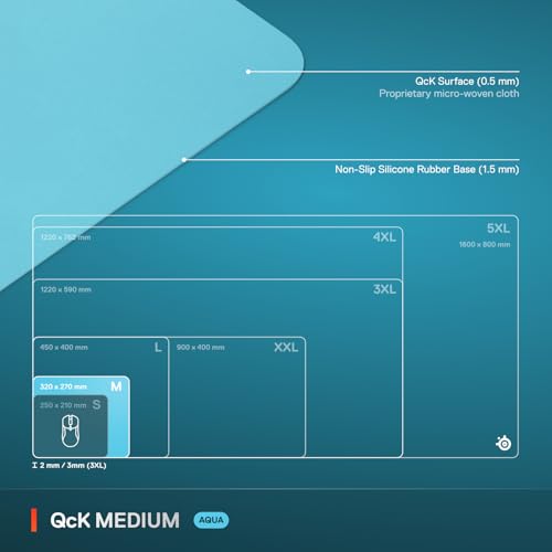 Image of SteelSeries QcK Cloth Gaming Mouse Pad - Exclusive Micro-Woven Surface - Optimized for Gaming Sensors - Maximum Control - Size M - Aqua