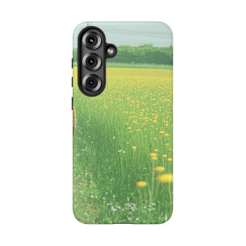 Coque Samsung S25 Plus rigide mate motif garçon champ fleurs jaunes antichoc