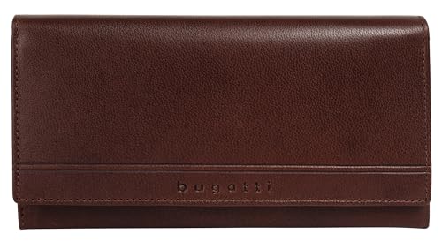 bugatti große Geldbörse im Querformat LUCIDO Echt Leder Damen | funktionales Portemonnaie, vielseitige Geldbörse, RFID-Schutz, doppelter Druckknopfverschluss | 021952