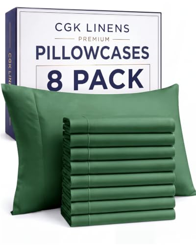 King Pillow Cases - 8 Pack Pillowcase Covers - 20" x 40" (Emerald Green)