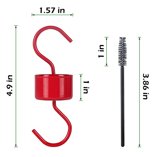 Metal Ant Moat for Hummingbird Feeders, Red Hummingbird Feeder Ant Guard, 4 Hooks with 4 Brushes - Thumbnail 6