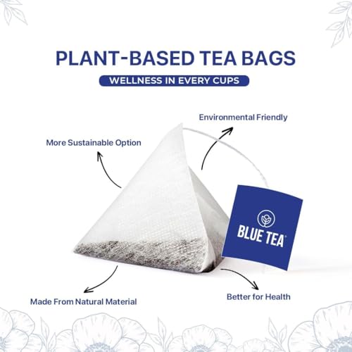 Image of BLUE TEA - Belly Tea - 30 Tea Bags (Pack of 4) - Pyramid Plant Based | Caffeine Free - Herbal Tea - Sugar Free | Zipper Pack