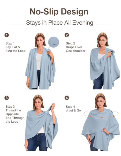 Image of PULI Womens Cross Front Poncho Shawl Wrap Elegant Wedding Formal Gift
