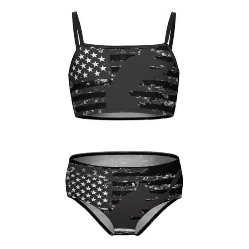 U.S Flag Baseball Girls Swimsuits Two Piece Bikini Sets Beach Sport Swimwear Bathing Suit