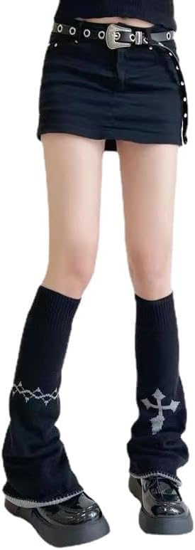 Japanese Gothic Loose Leg Warmers Grunge Punk Ankle Heap Socks Dark Academia Knit Clothe Y2K Preppy Flared Leg Sleeve