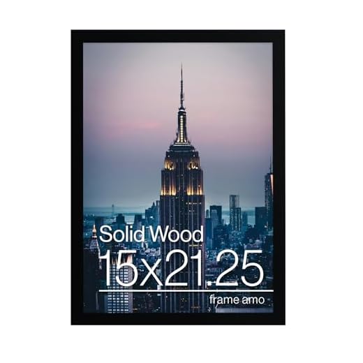 Frame Amo 15x21.25 Black Modern Picture or Puzzle Frame, 1 inch Wide Border, Smooth Wrap Finish, Acrylic Face