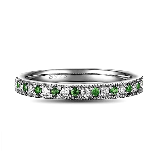 Bague pour femme mariage en argent 925 et zircone vert, le cadeau idéal