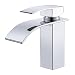 Produktbild Chrom Wasserfall Wasserhahn, bedee Waschtisch Einhebelmischer Küche Bad Einhandarmatur, Heißes und Kaltes Wasser Verfügbar, Standard 3/8 Zoll Anschluss für Badezimmer Waschbecken Waschtischarmatur