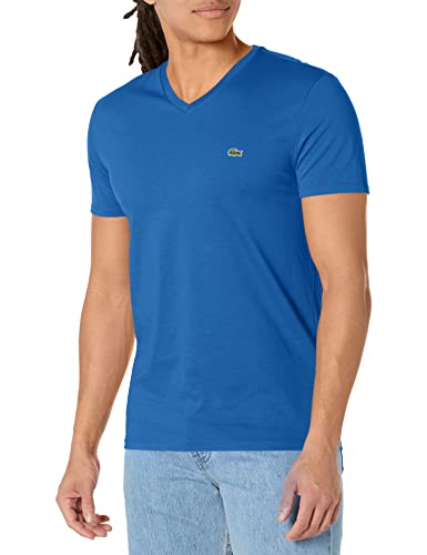 Lacoste Contemporary Collection's Men's Short Sleeve V-Neck Pima Jersey Tee Shirt, Kingdom, Medium #TOP6