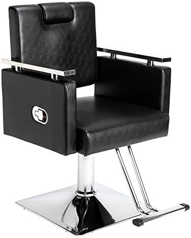 Winado Reclining Barber Chair for Barber Shop & Beauty Salon, 360 Degree Swivel, Headrest/Seat Height Adjustable, Salon Spa Equipment for Hair Stylist, Black