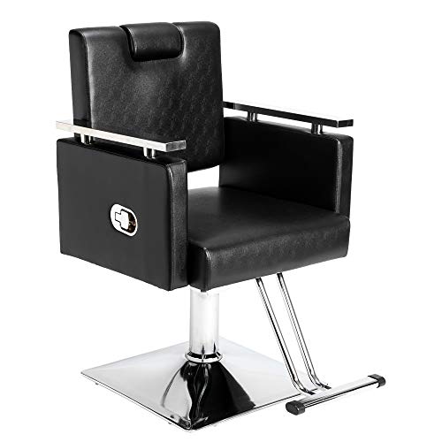 Winado Reclining Barber Chair For Barber Shop & Beauty Salon, 360 Degree Swivel, Headrest/Seat Height Adjustable, Salon Spa Equipment For Hair Stylist, Black #TOP2