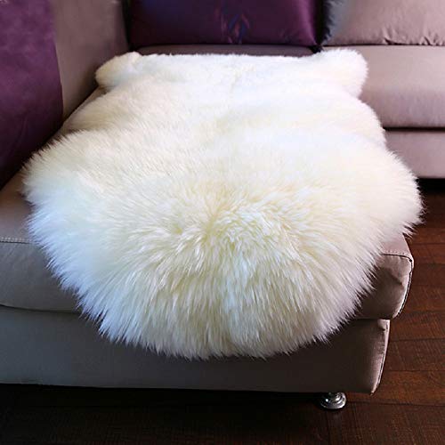 Hebe Faux Fur Rug Sheepskin Rug Runner 2'X4' Soft Sheepskin Fur Chair Couch Cover Milk White Sheepskin Area Throw Rug Runner For Bedroom Kids Nursery Living Room #TOP2