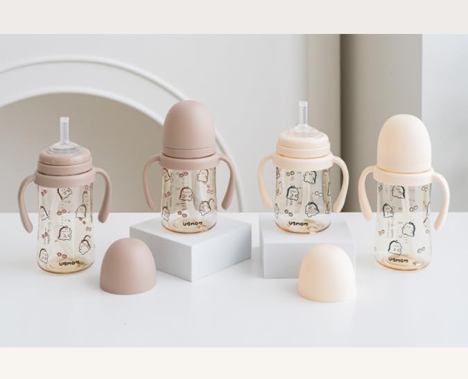 UBMOM No-spill, Backflow prevention Sippy Cup with Straw, PPSU Learner Cup with Handle for Baby and Toddlers, BPA free, 6.76oz (Daino_Choco) - Image 2