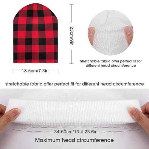 Red and Black Buffalo Plaid Kids Beanie Hat for for Girls Boys Children Cap Winter Knitted Chemo Cancer Headwear Accessories Gifts Decoration2