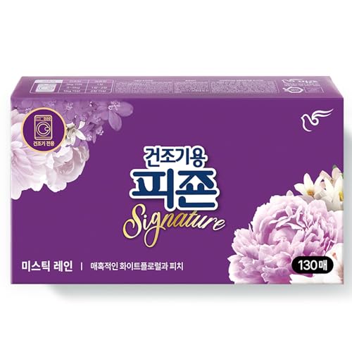 Pigeon Signature Dryer Sheets Laundry Fabric Softener, White Floral & Peach, Mystic Rain, Reduce Static Cling, Eliminate Strong Odor, Infused with Flower Essence, Safe for All, 130 Counts