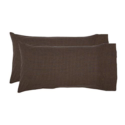 VHC Brands Primitive Bedding Prim Grove Cotton Check King Pillow Case Set of