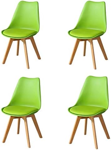 TUKAILAi 4PCS Green Modern Style Dining Chairs with Solid Wood Legs and Padded Seat Lounge Chairs Kitchen Chairs Living Room Dining Room Furniture